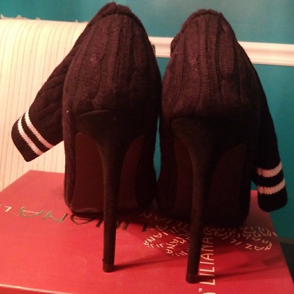 Liliana black sweater sock heels - Picture 4 of 6